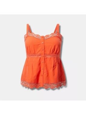 torrid Coral Lace-Trim Tank Top size 1